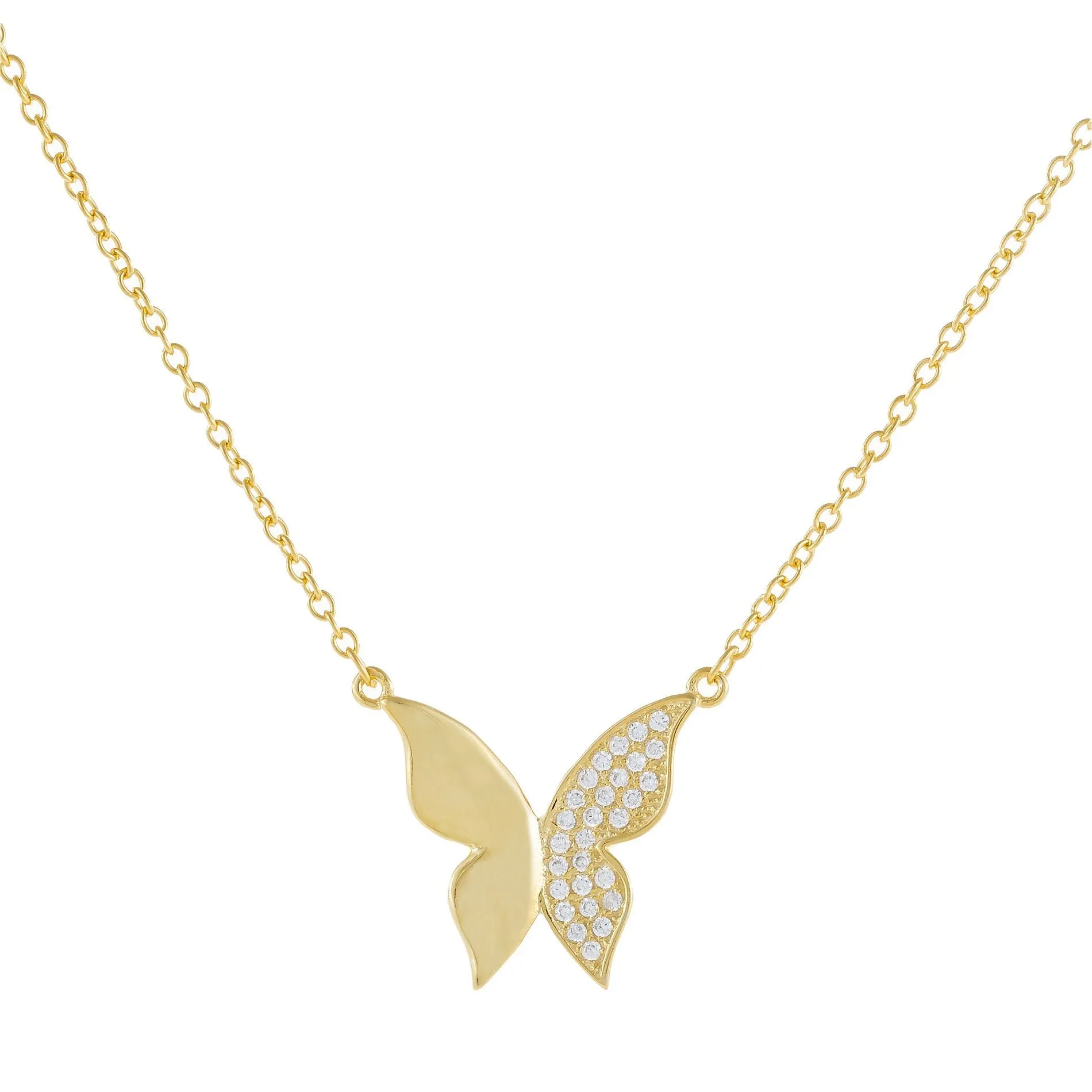 Solid X CZ Butterfly Necklace