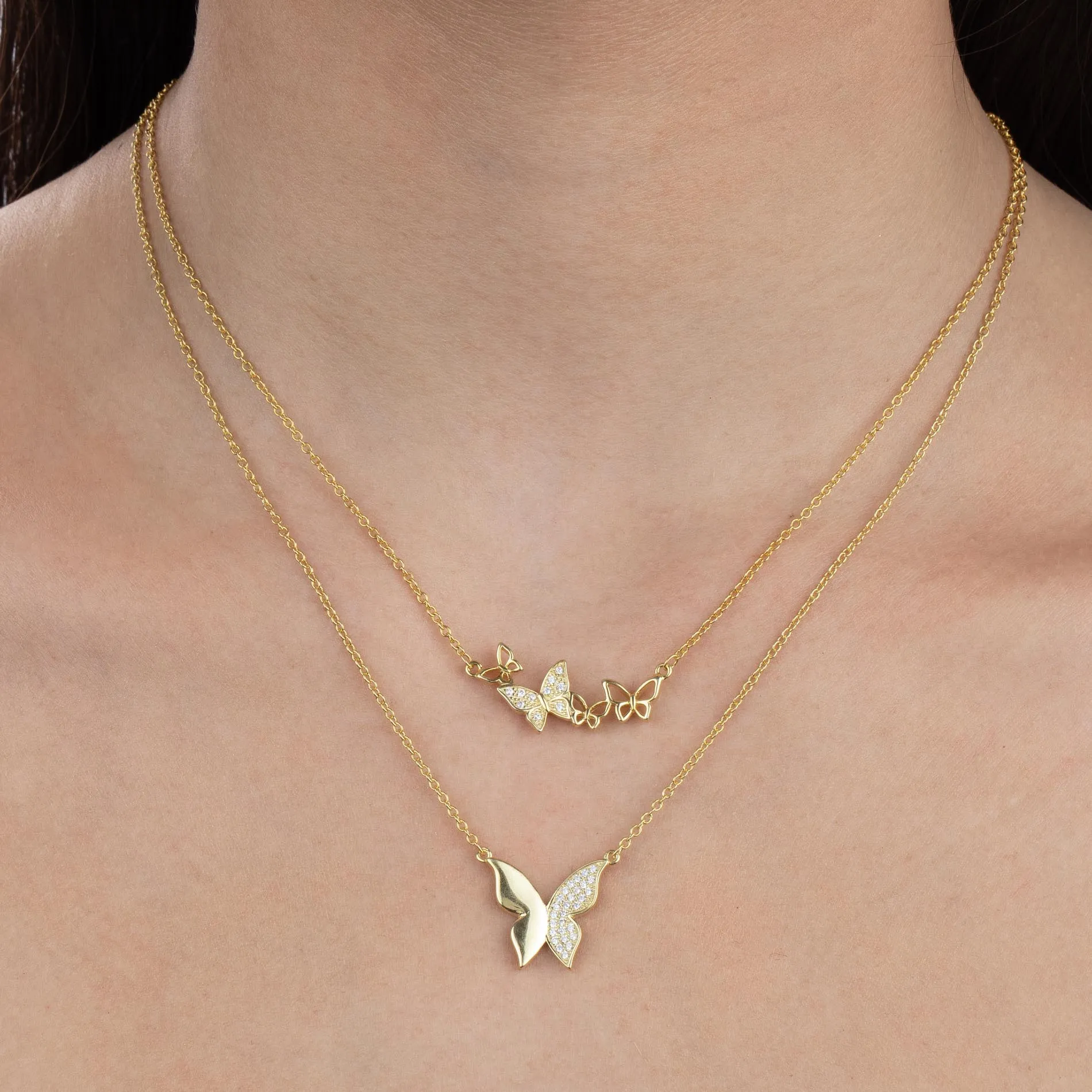 Solid X CZ Butterfly Necklace