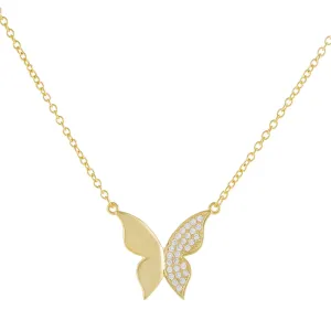 Solid X CZ Butterfly Necklace