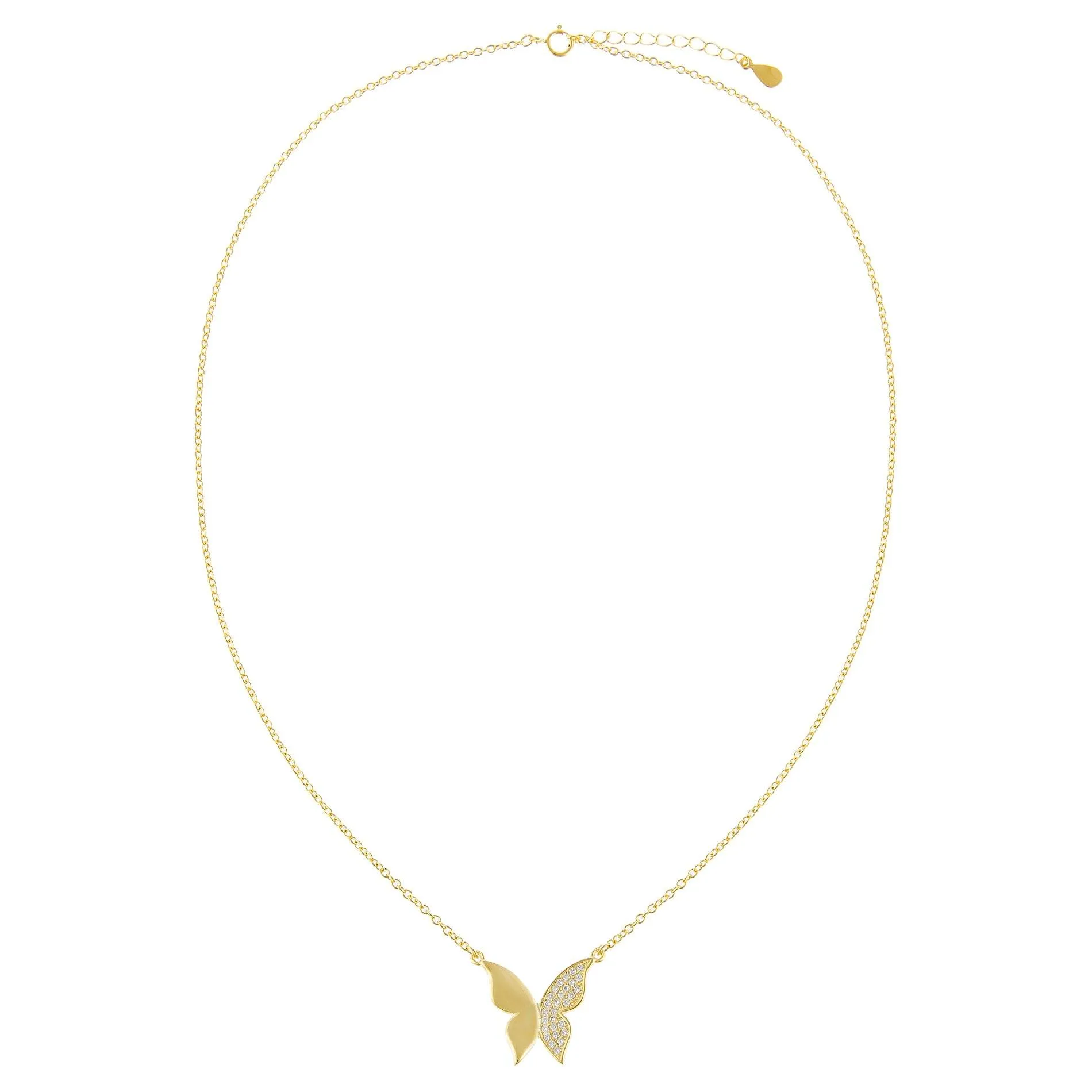Solid X CZ Butterfly Necklace