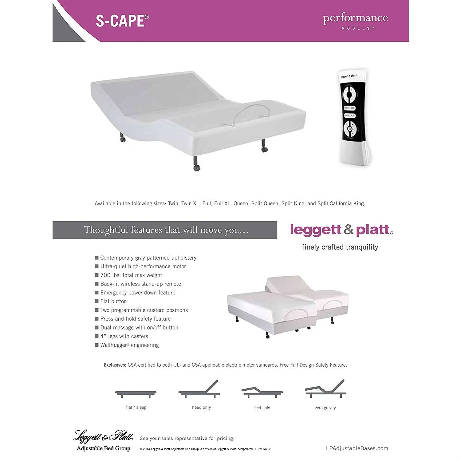 Split King Heavy Duty Adjustable Bed Base with Wall-hugger Design
