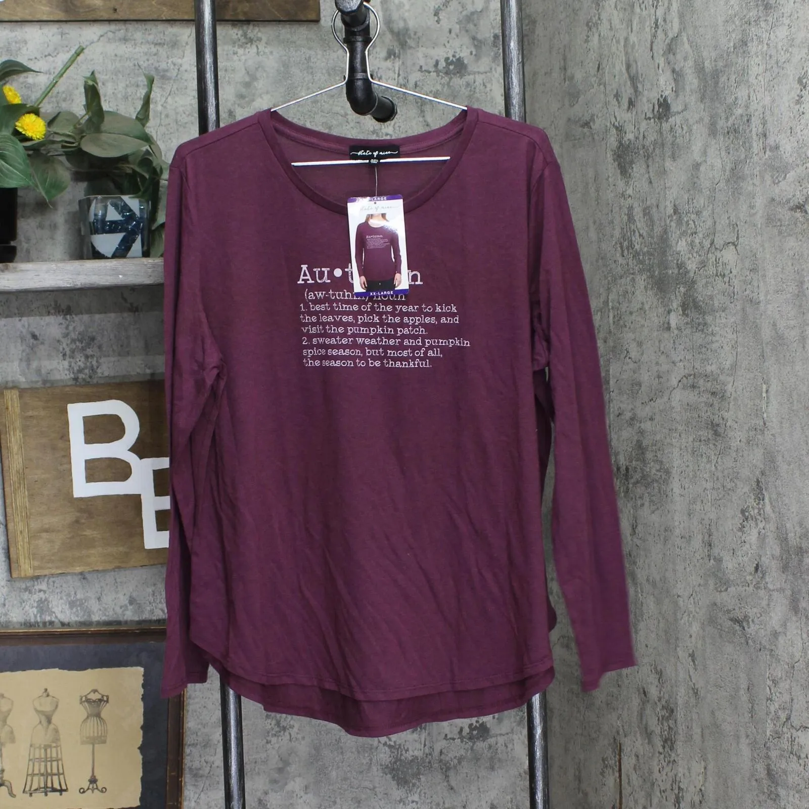 State Of Mine Women's Long Sleeve Autumn Harvest Fall Vibes Top 14275-State