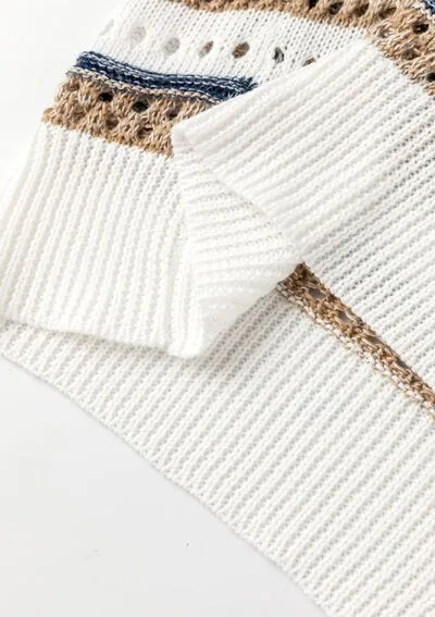 Striped Half Sleeve Knit Top