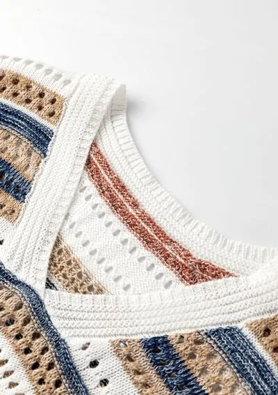 Striped Half Sleeve Knit Top