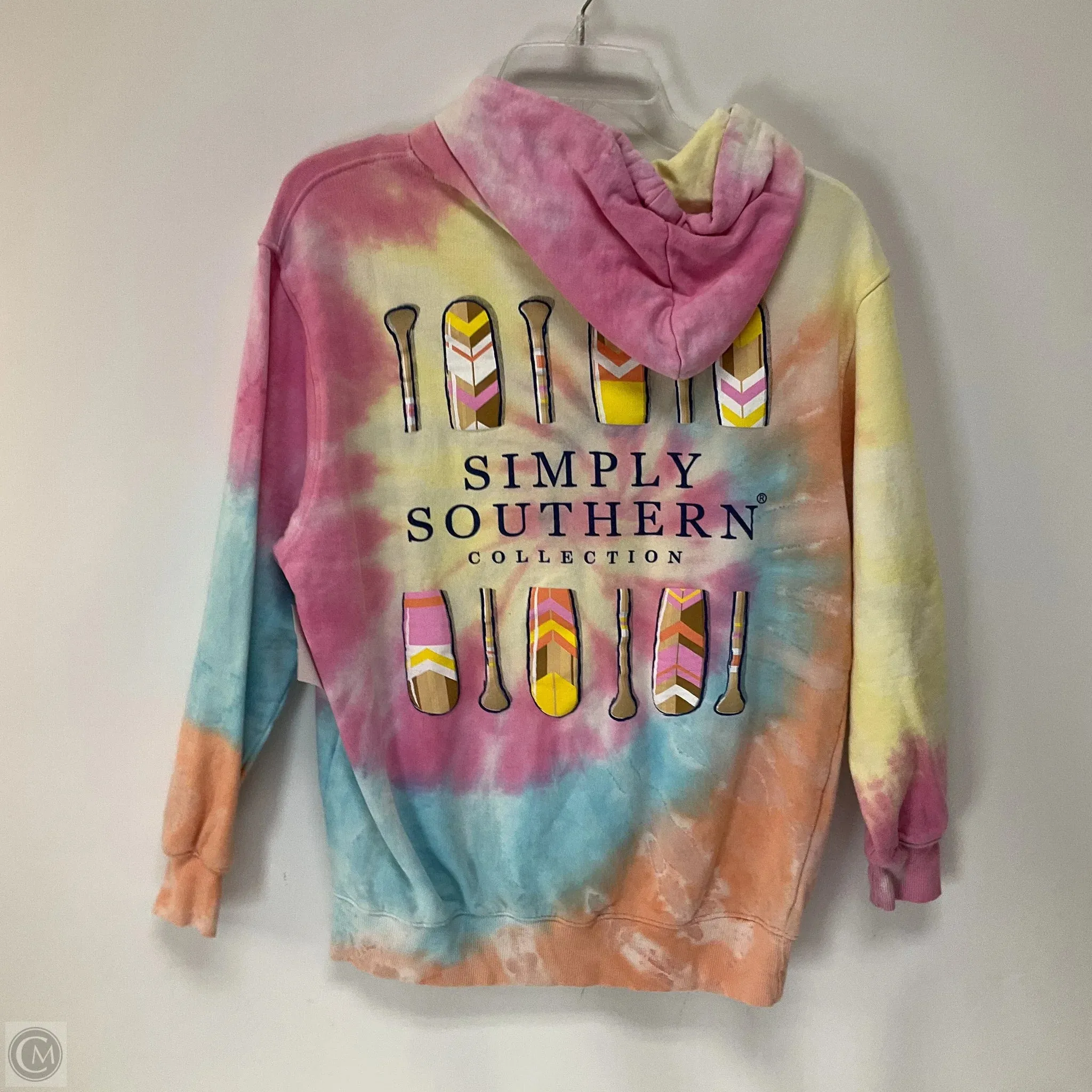 Sweatshirt Hoodie By Simply Southern In Tie Dye Print, Size: S