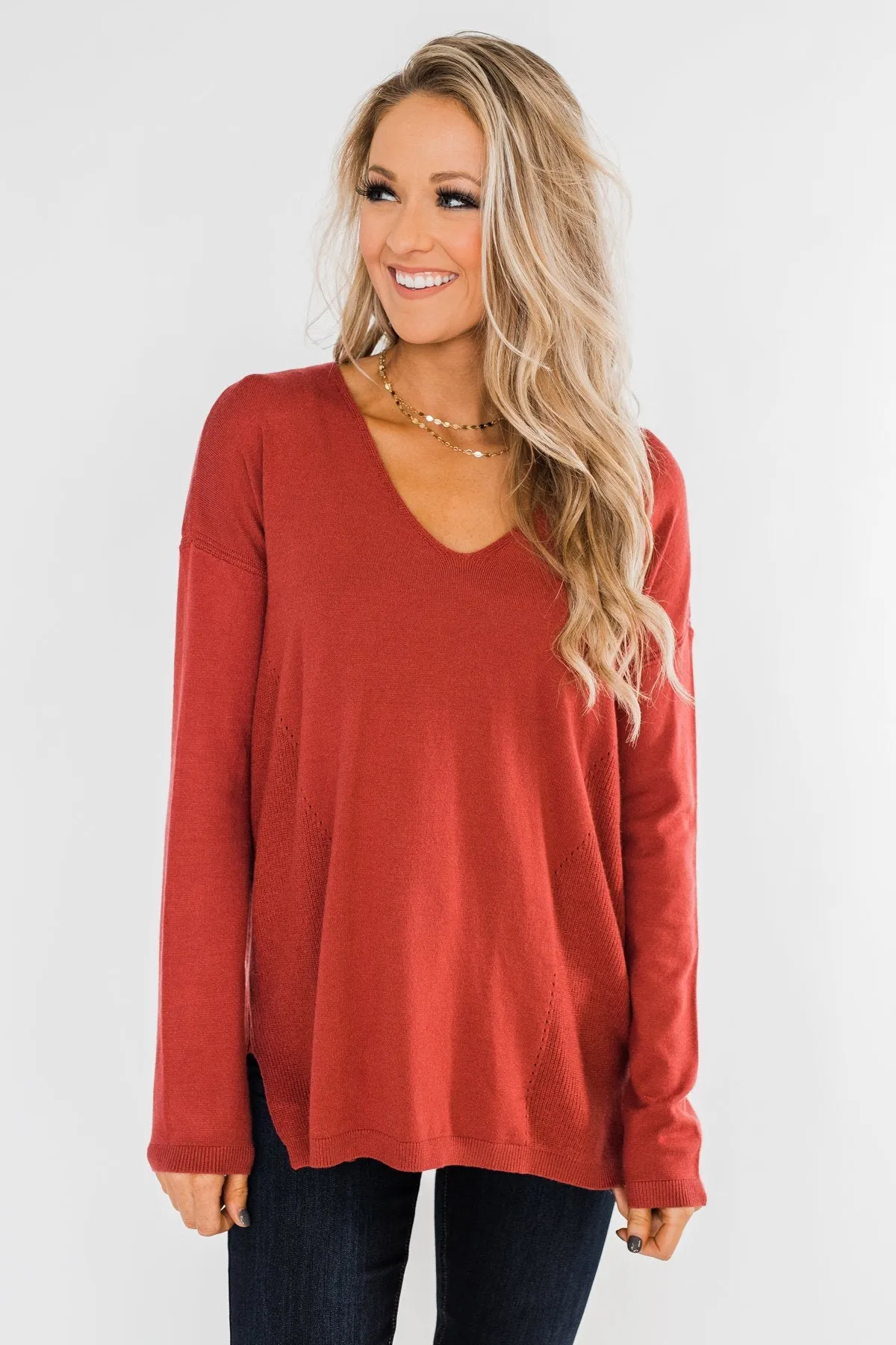 Swept Me Off My Feet Sweater- Rust