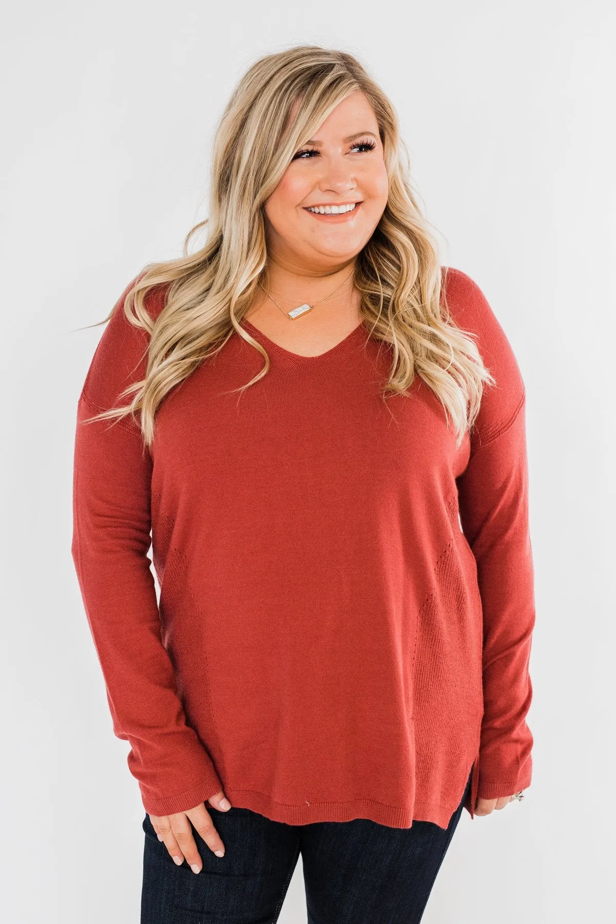 Swept Me Off My Feet Sweater- Rust