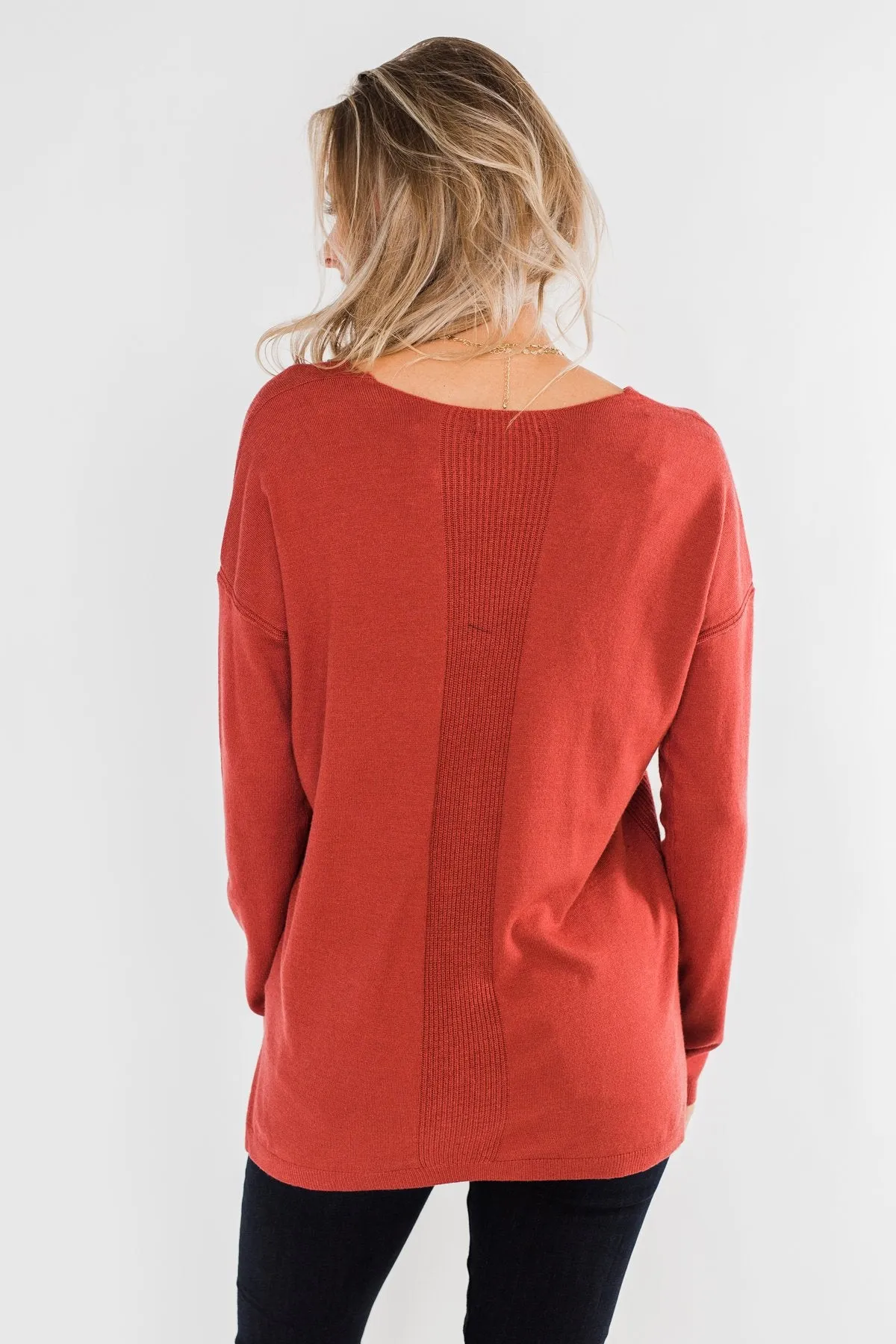 Swept Me Off My Feet Sweater- Rust