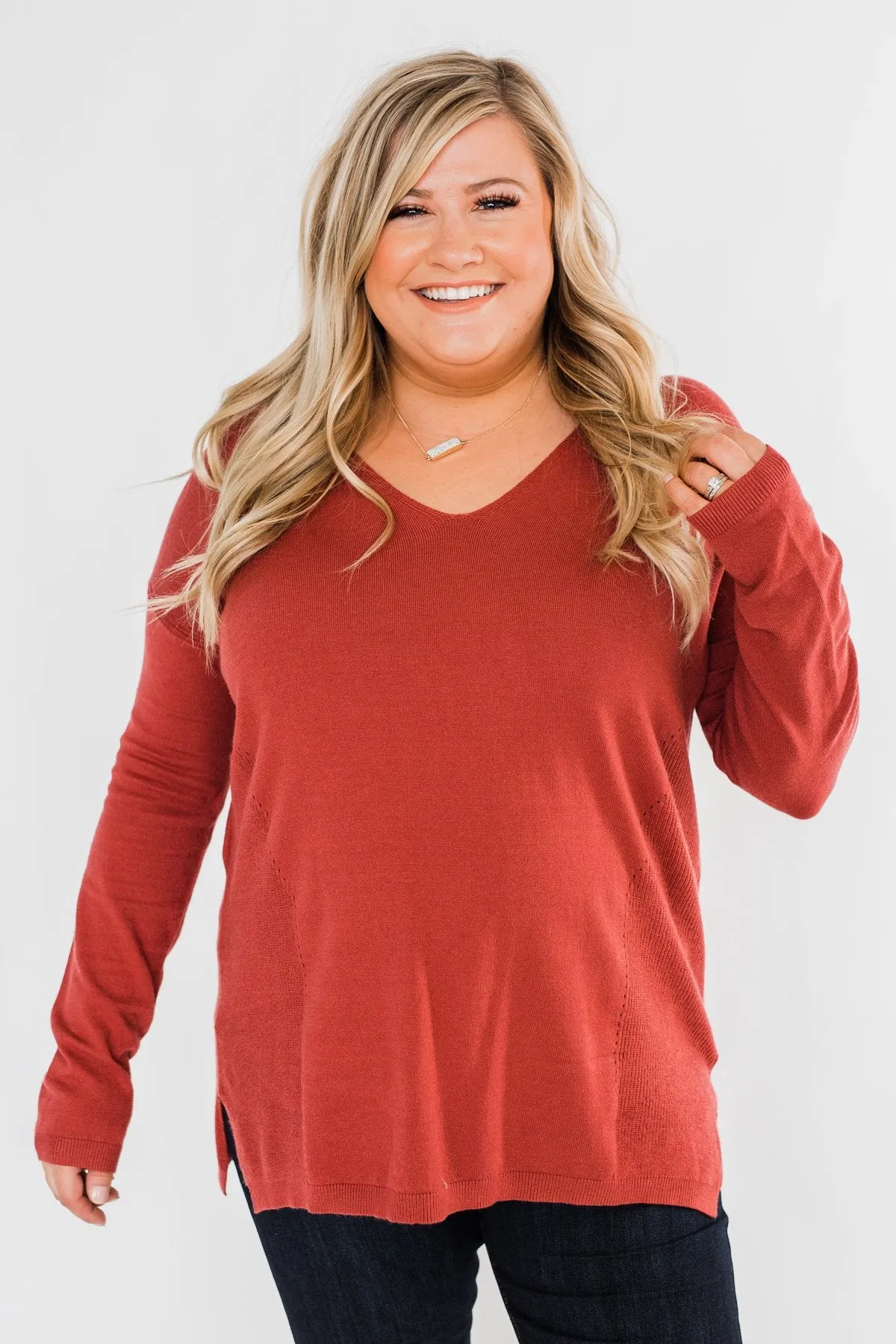 Swept Me Off My Feet Sweater- Rust
