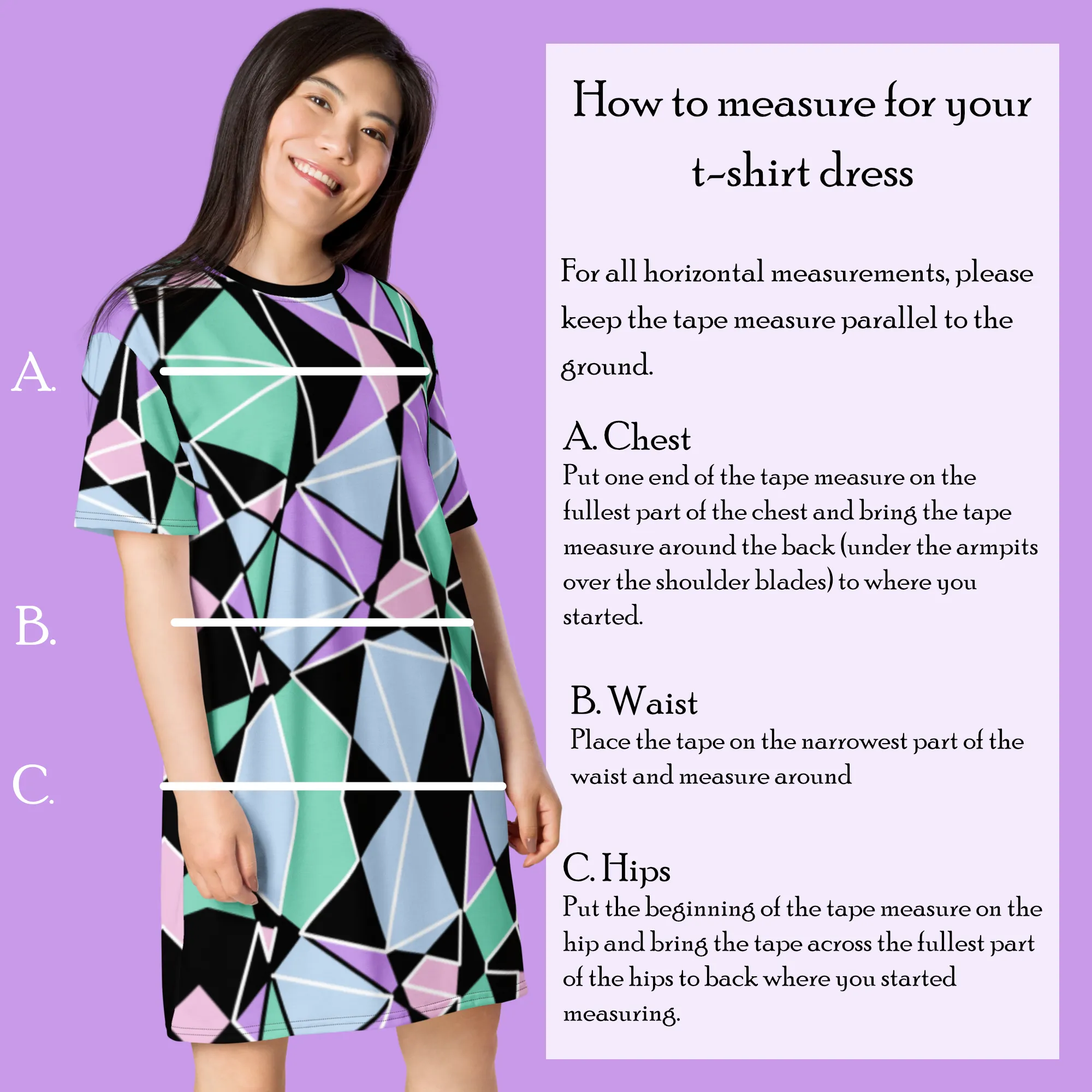 T-shirt Dress, Pastel Goth Geometric