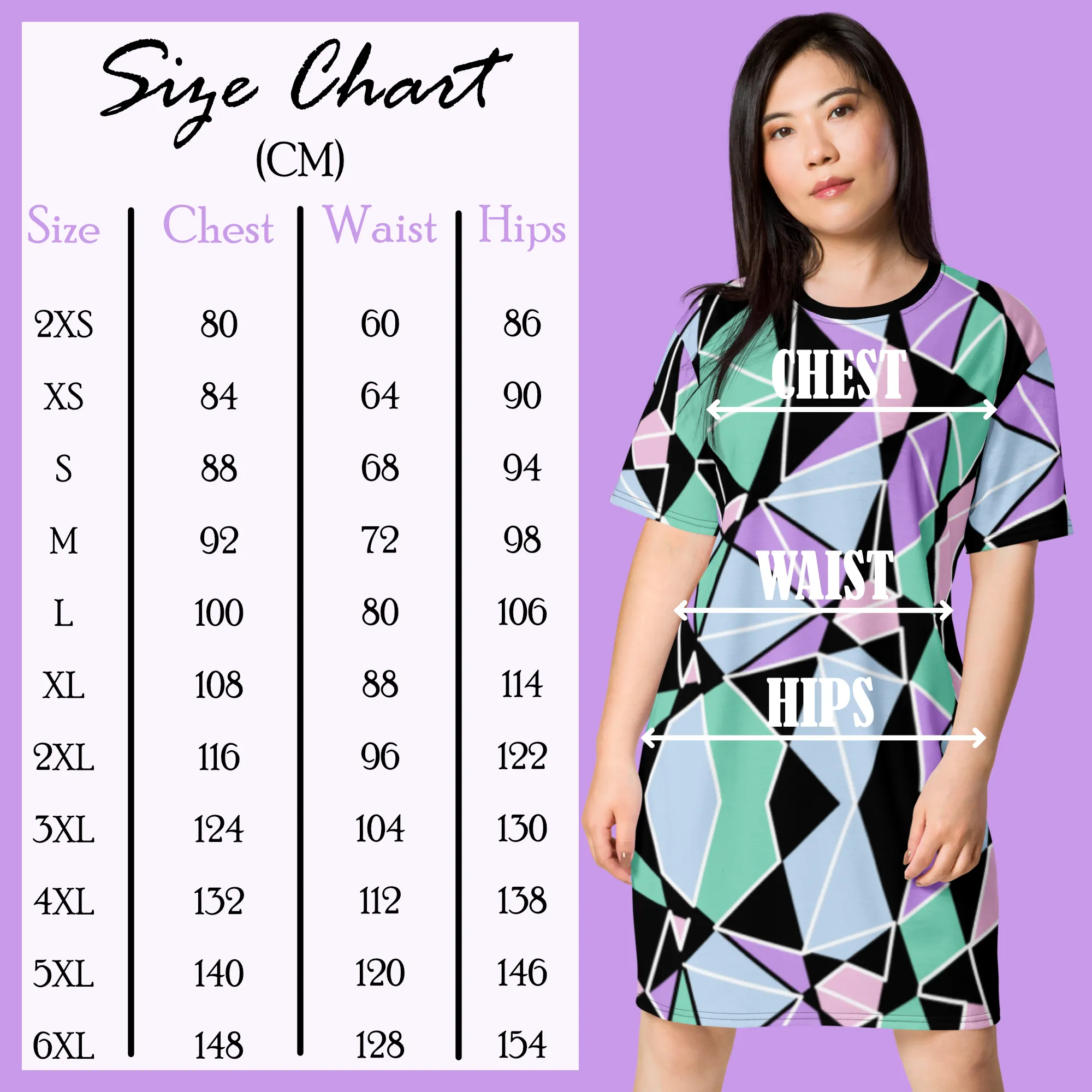 T-shirt Dress, Pastel Goth Geometric