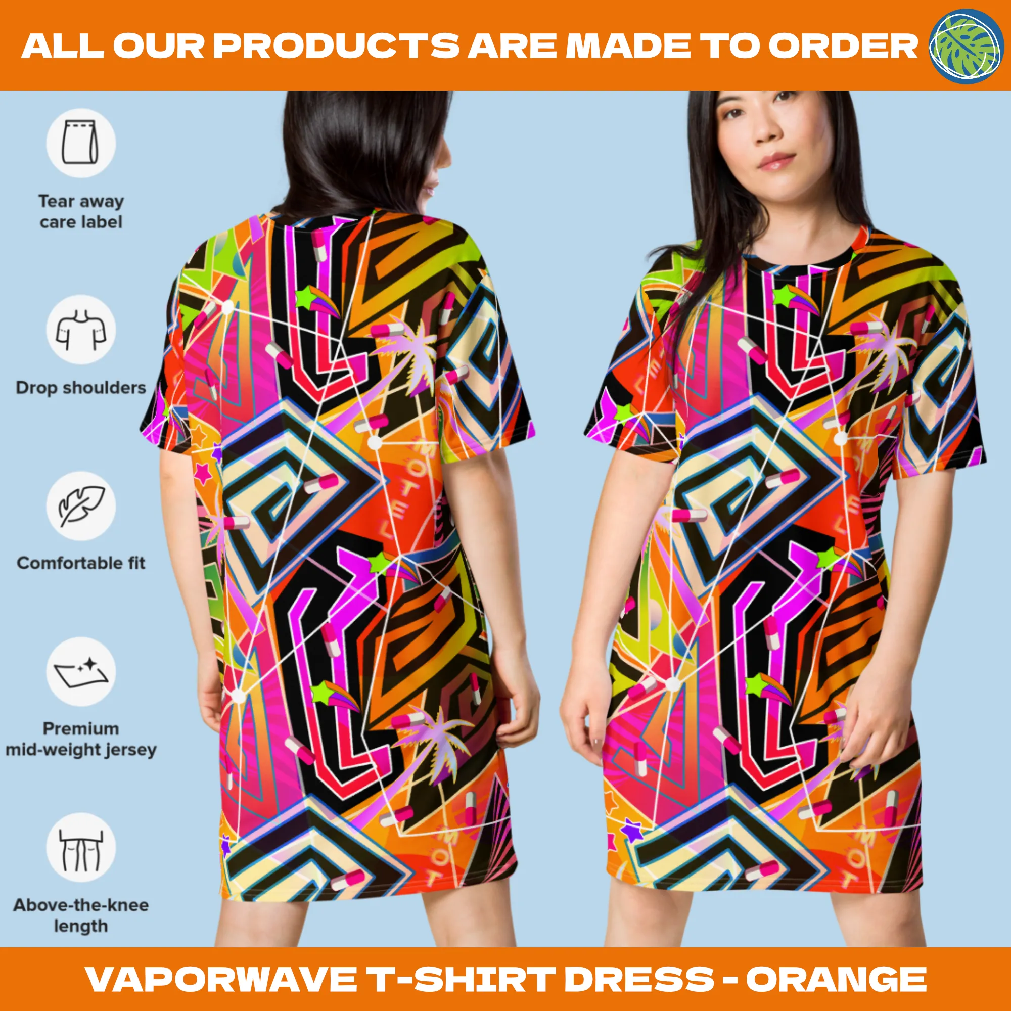 T-shirt dress, Vaporwave Neoncore