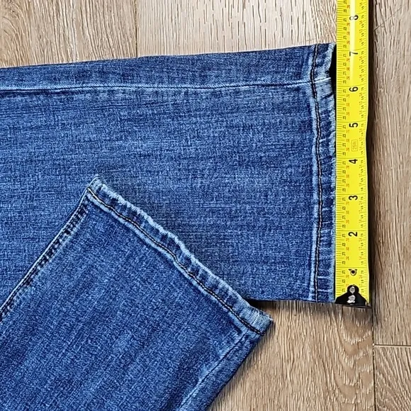 Tesoro Moda High Rise Medium Wash Distressed Pearl Heart Beaded Straight Jean