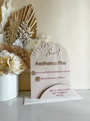 The Arched Modern Social Freestanding Sign Version 3