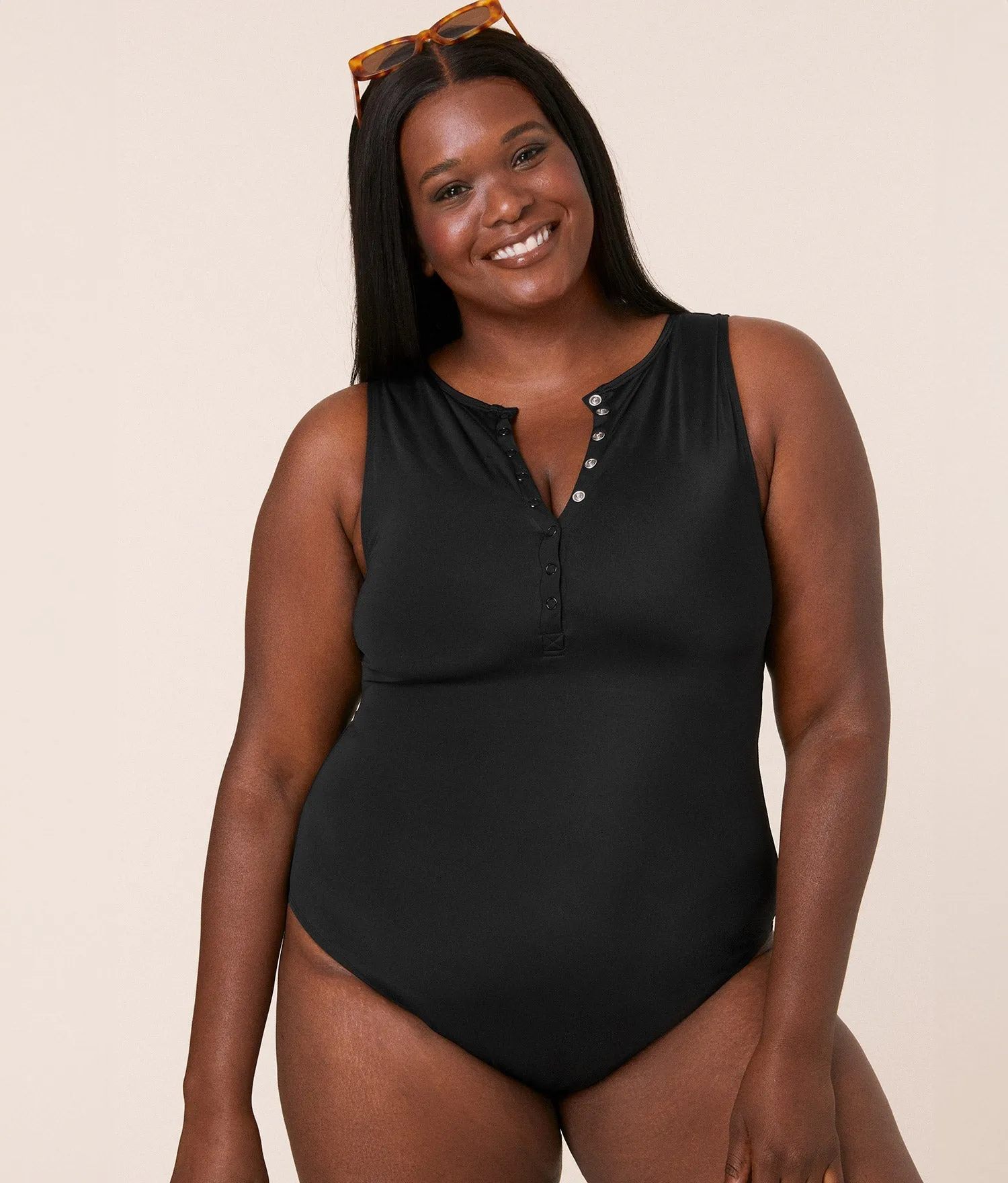 The Malibu One Piece - Eco Nylon - Black - Classic - Cheeky