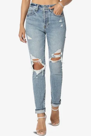 Tobi Ripped Super High Rise Mom Jeans in Medium