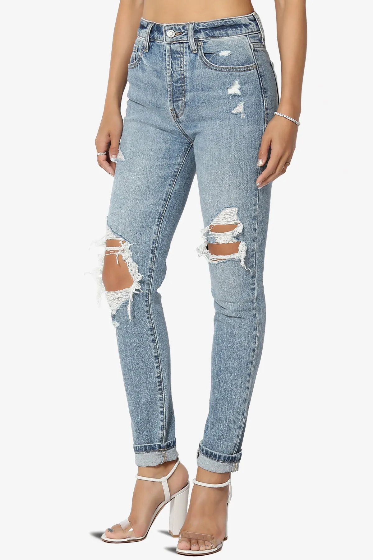 Tobi Ripped Super High Rise Mom Jeans in Medium
