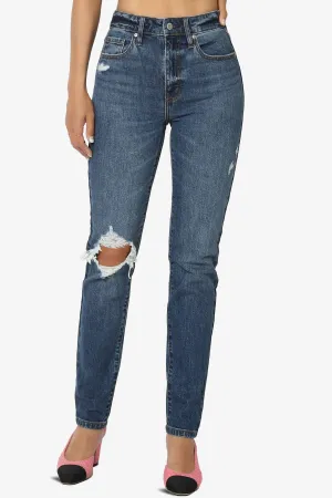 Tobi Ripped Super High Rise Mom Jeans in Space Dark