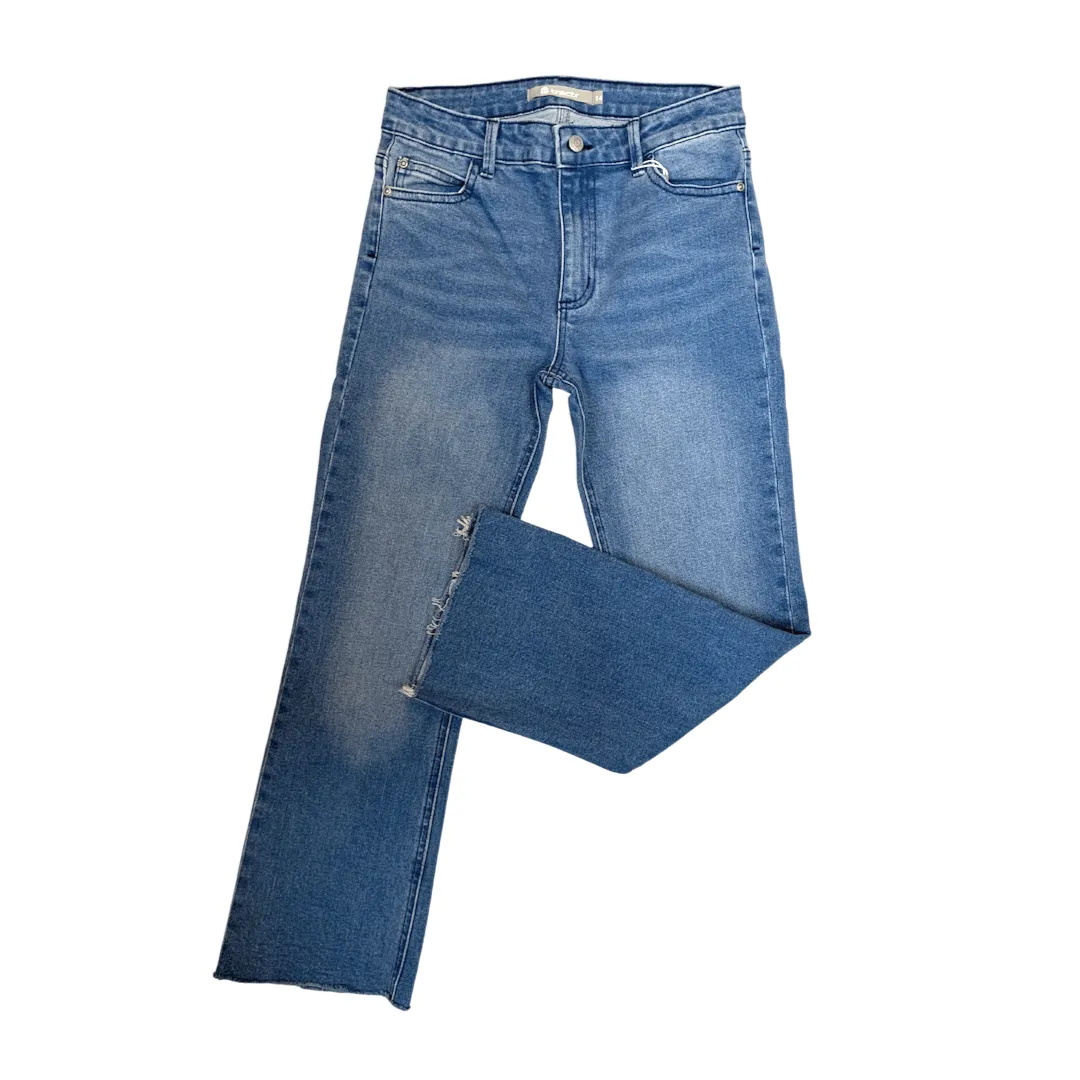Tractr Girls High Rise Crop Flare With Fray Hem