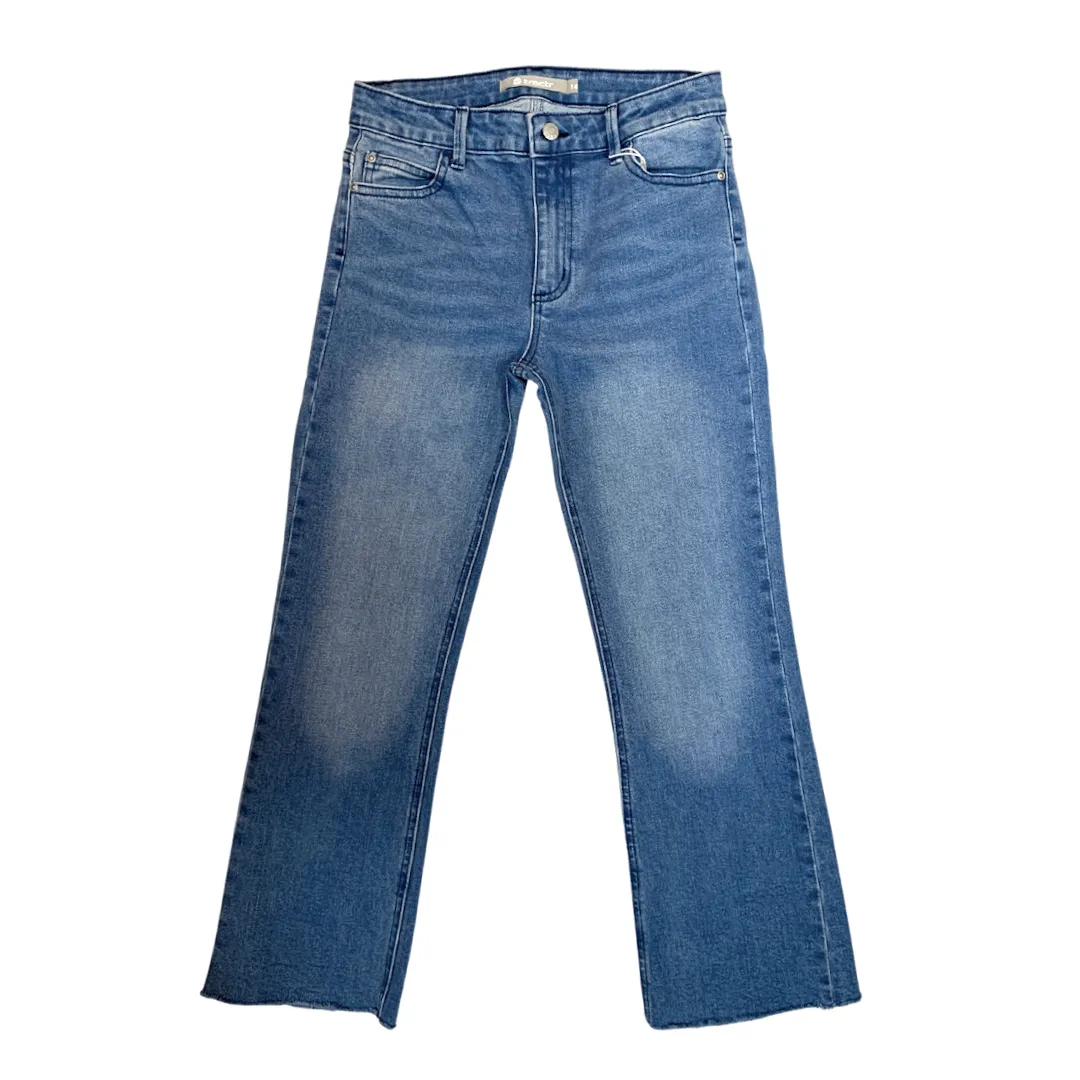 Tractr Girls High Rise Crop Flare With Fray Hem