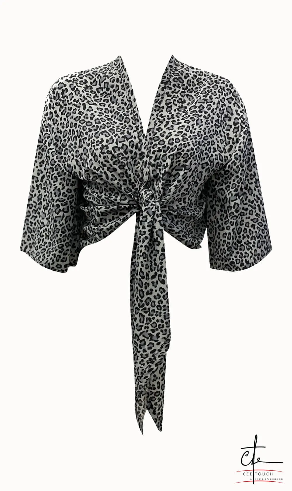 Traditional Leopard Print Front Knot Crop Top