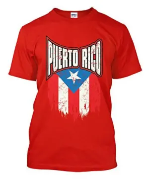 Tshirt O-neck Summer Personality Fashion Men T-shirts Big Puerto Rico Distressed Flag Men's T-shirt