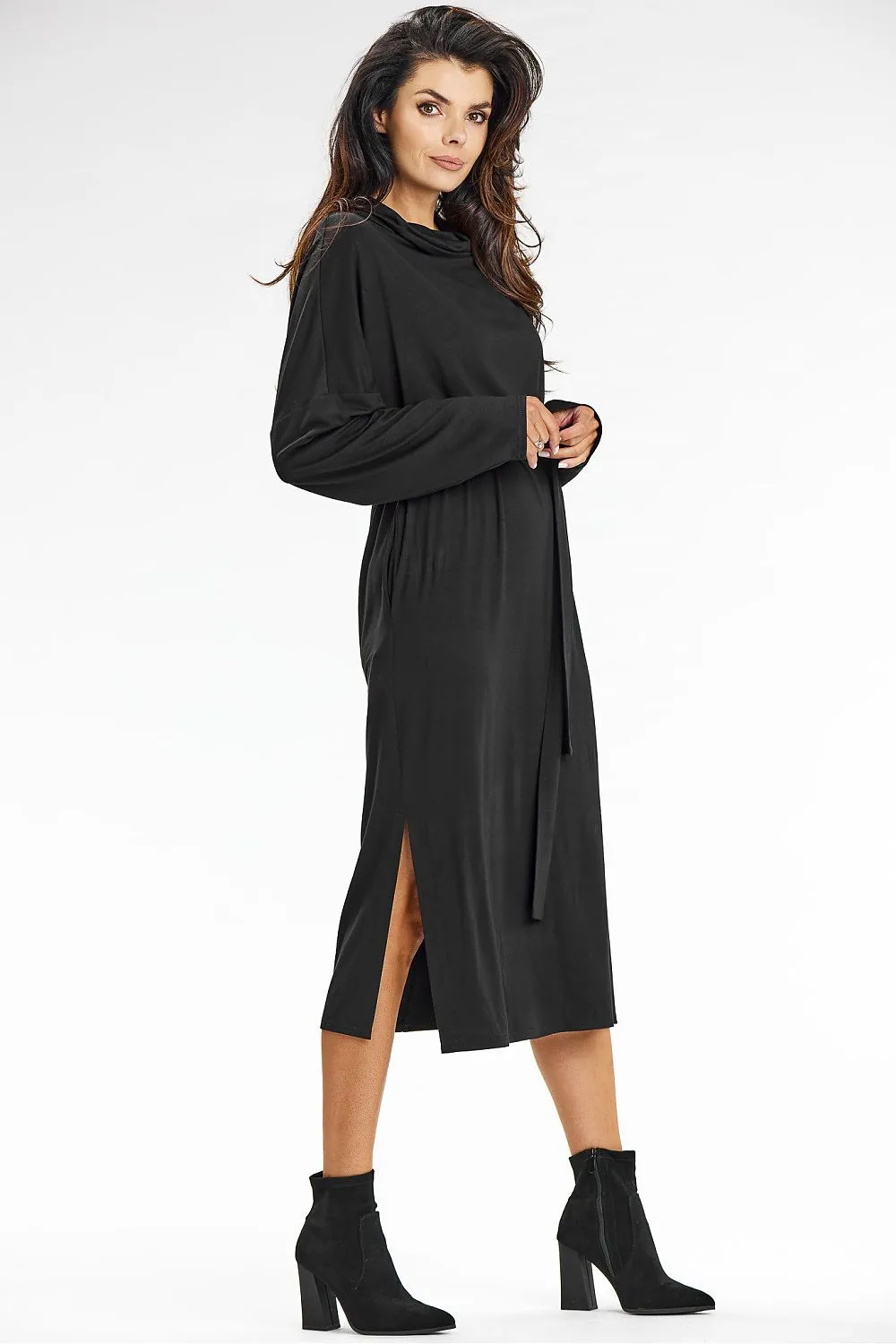 Turtleneck Kimono Midi Dress