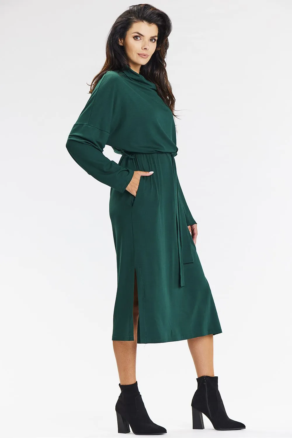 Turtleneck Kimono Midi Dress
