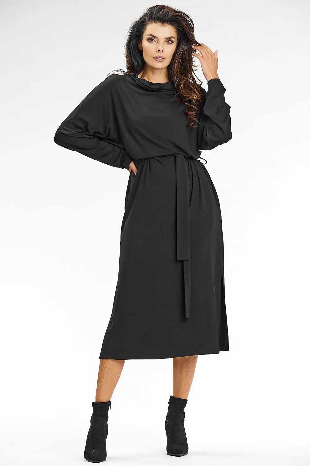 Turtleneck Kimono Midi Dress