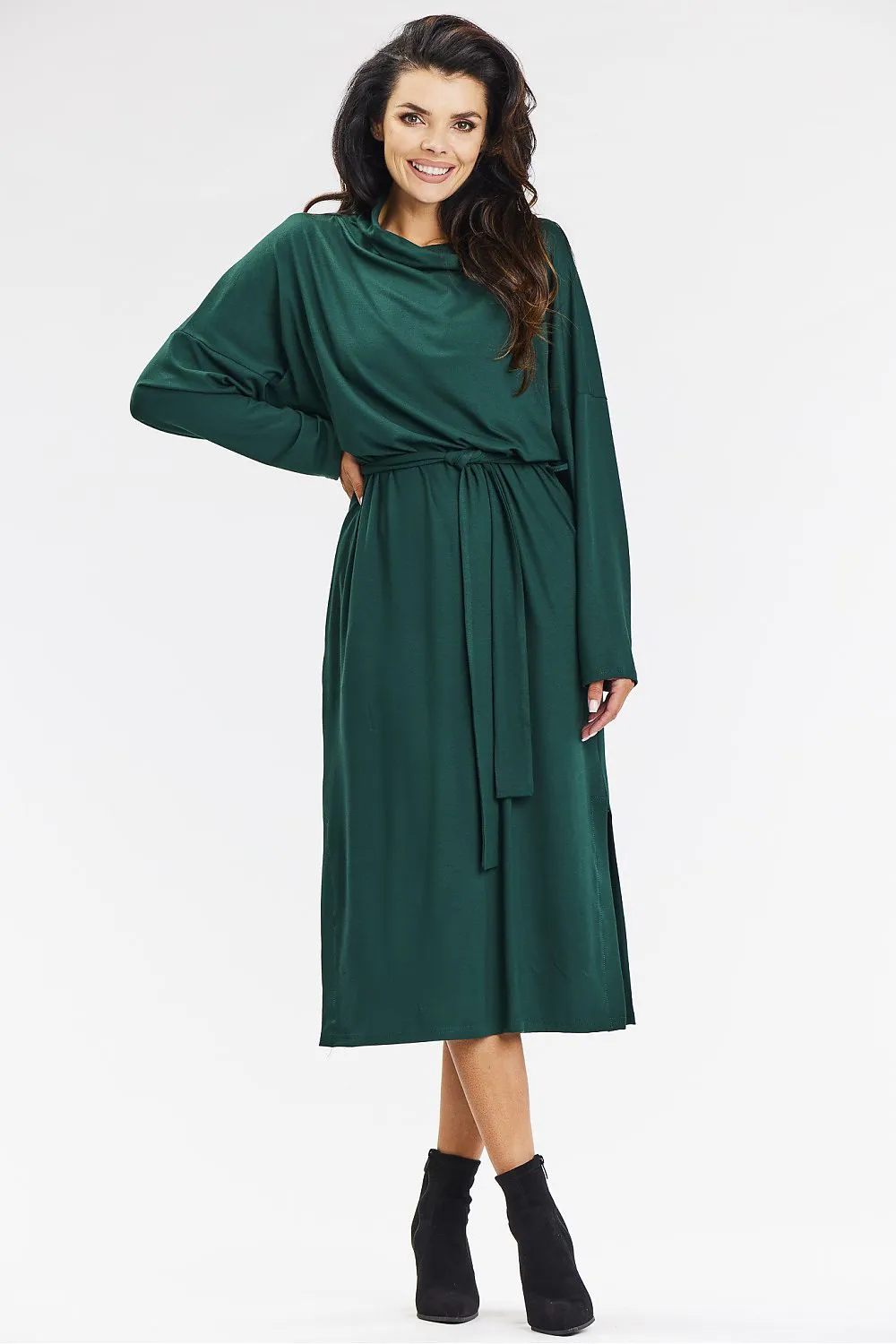 Turtleneck Kimono Midi Dress