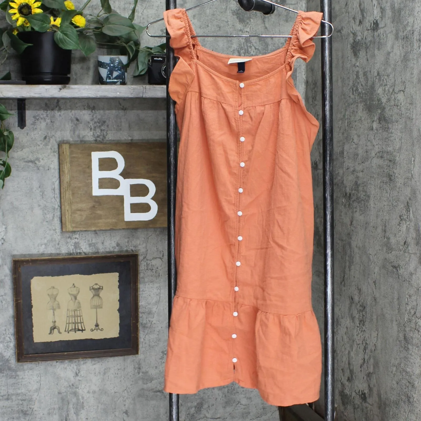Universal Thread Women's Flutter Sleeveless Short Dress Apricot Orange XS
