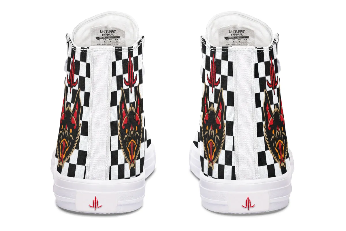 Vampire Bat Checkered High Tops