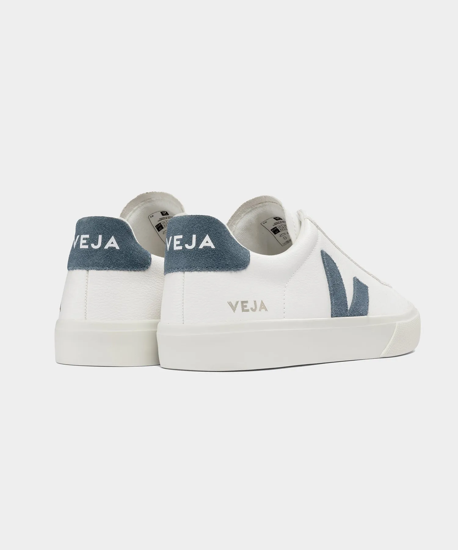 Veja Campo Low Top Leather Sneakers in White   California Blue