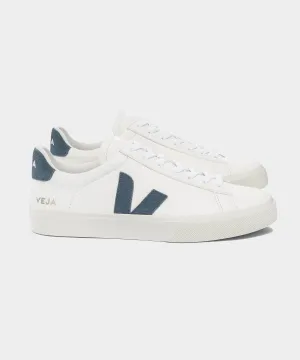 Veja Campo Low Top Leather Sneakers in White   California Blue