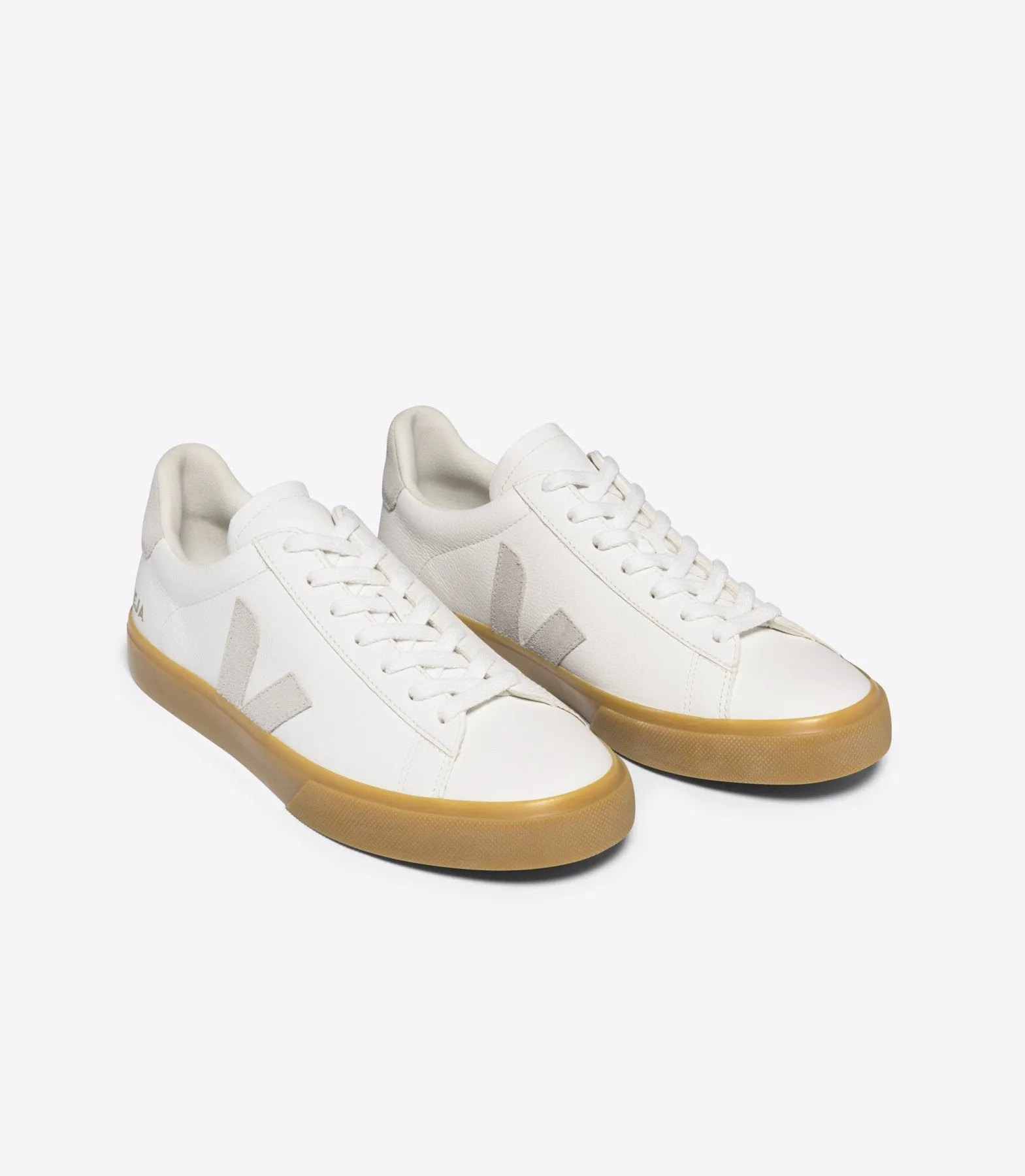 Veja Campo Low Top Leather Sneakers in White   Silver Gum