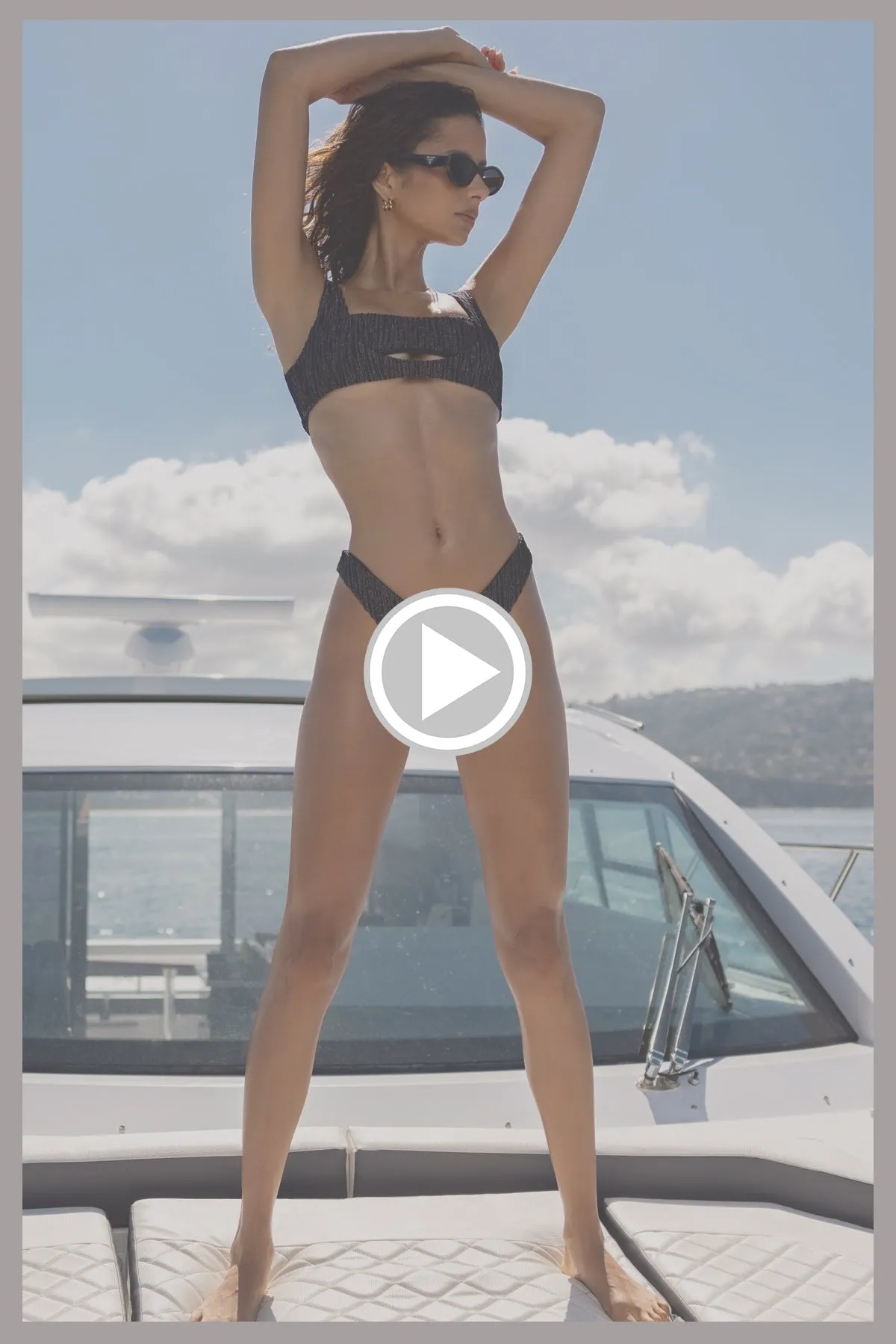 VIBRAS - Bandeau Tank Top & High Leg Brazilian Bottom • Black