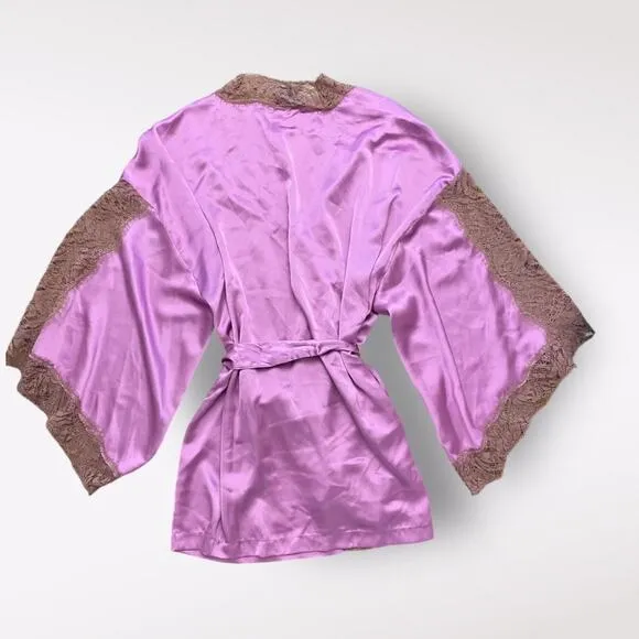 Victoria’s Secret NWT Lace Short Kimono Robe Womens M/L‎ Purple Brown