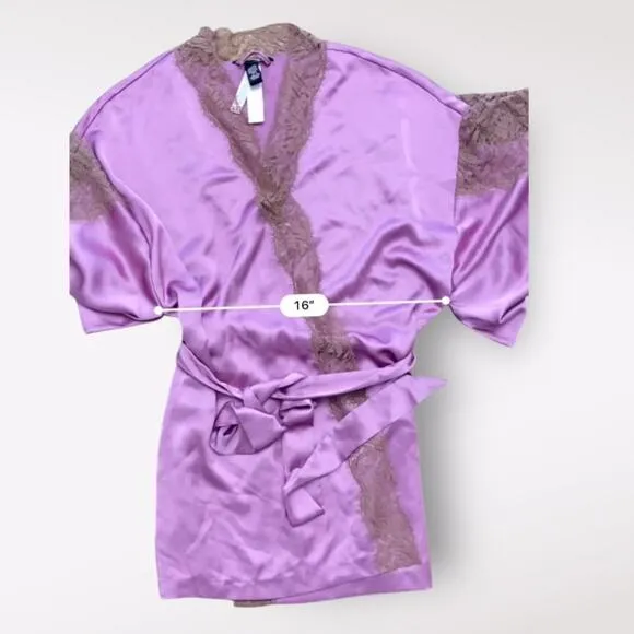 Victoria’s Secret NWT Lace Short Kimono Robe Womens M/L‎ Purple Brown