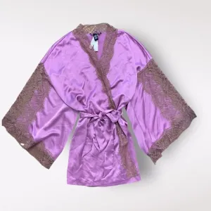 Victoria’s Secret NWT Lace Short Kimono Robe Womens M/L‎ Purple Brown