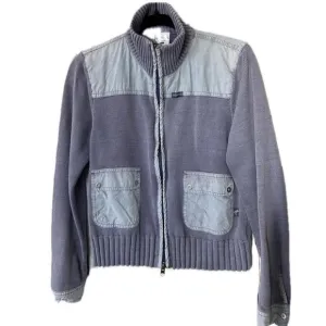 VINTAGE COLUMBIA Sporty Zip Knit Mockneck Sweater 100% Cotton in Purple Size-M/L