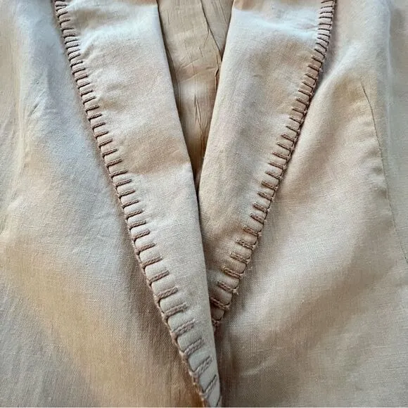 Vintage Henri Bendel Linen Boxy Beige Tan Button Blazer Size 4
