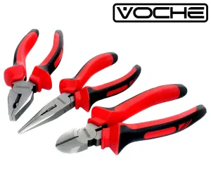 Voche Heavy Duty 150mm 6" Combination Long Nose Side Cutter Pliers Set 3PC