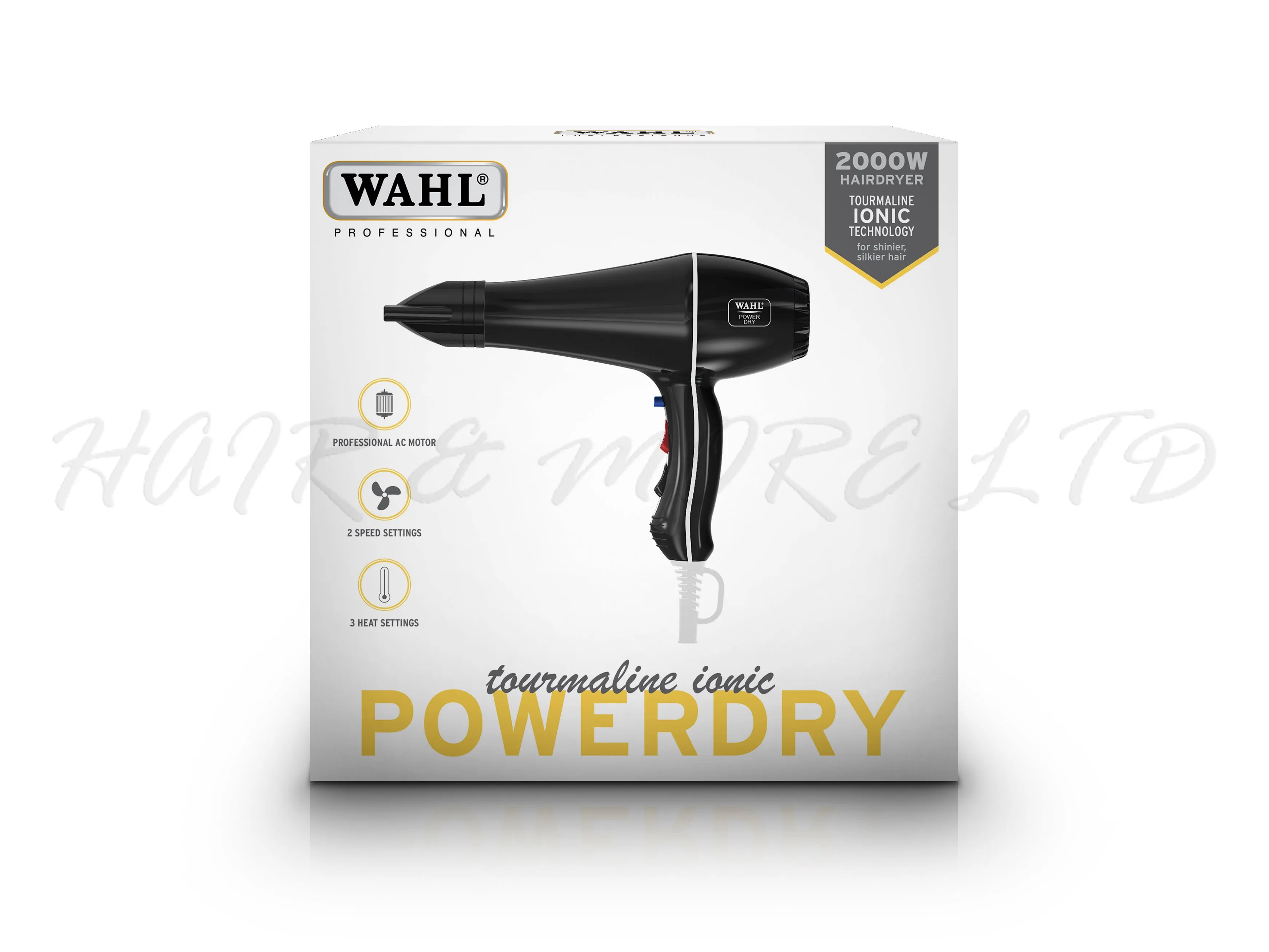 WAHL Powerdry Tourmaline Ionic Hair Dryer 2000W - Black