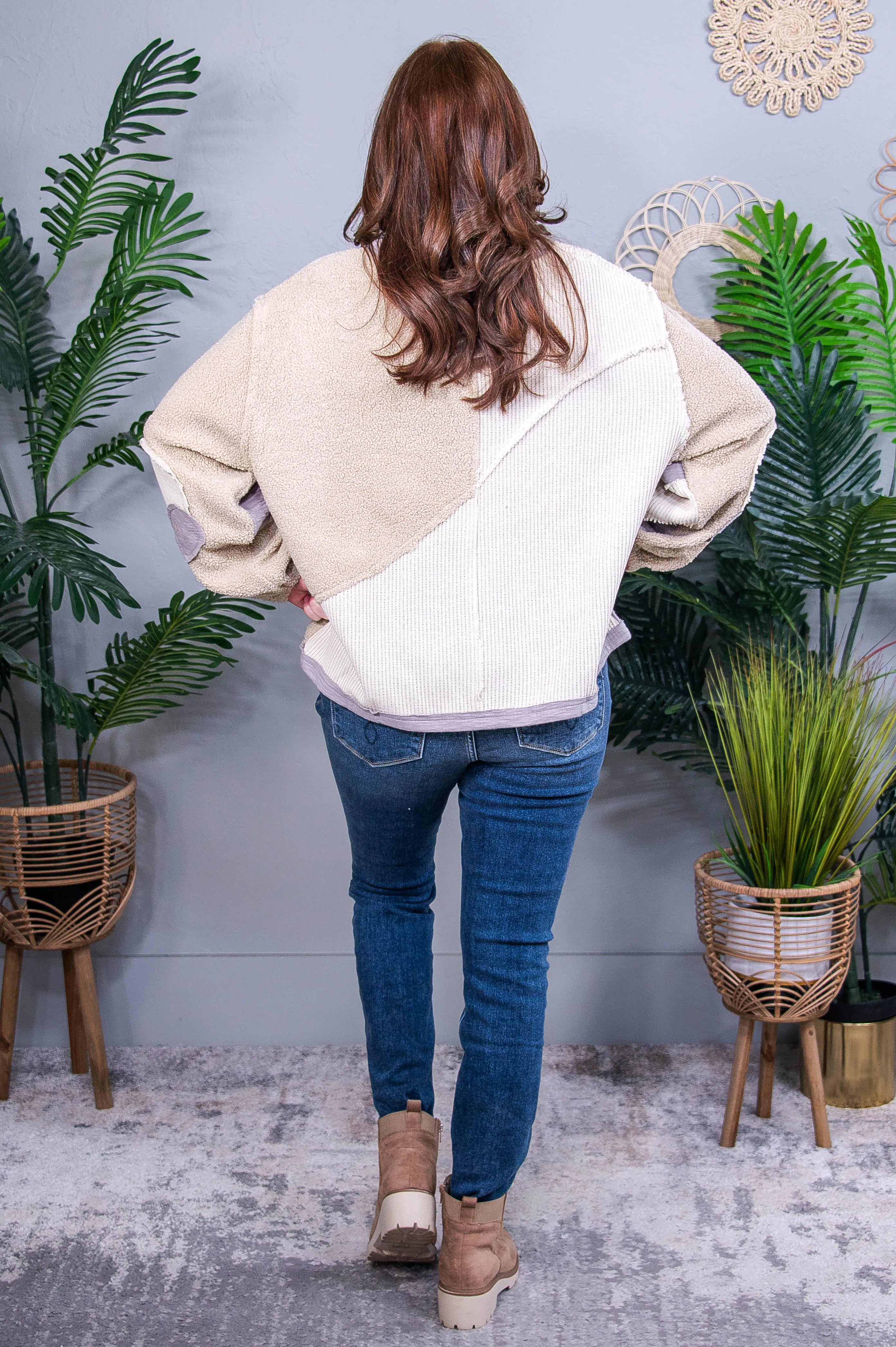 What Goes Around Comes Around Beige Colorblock Top - T10895BG