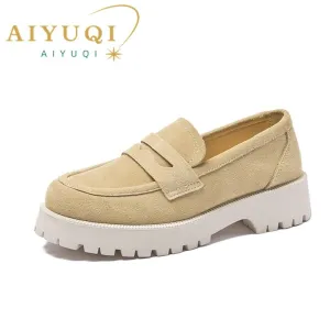 Women Loafers Genuine Leather British Style