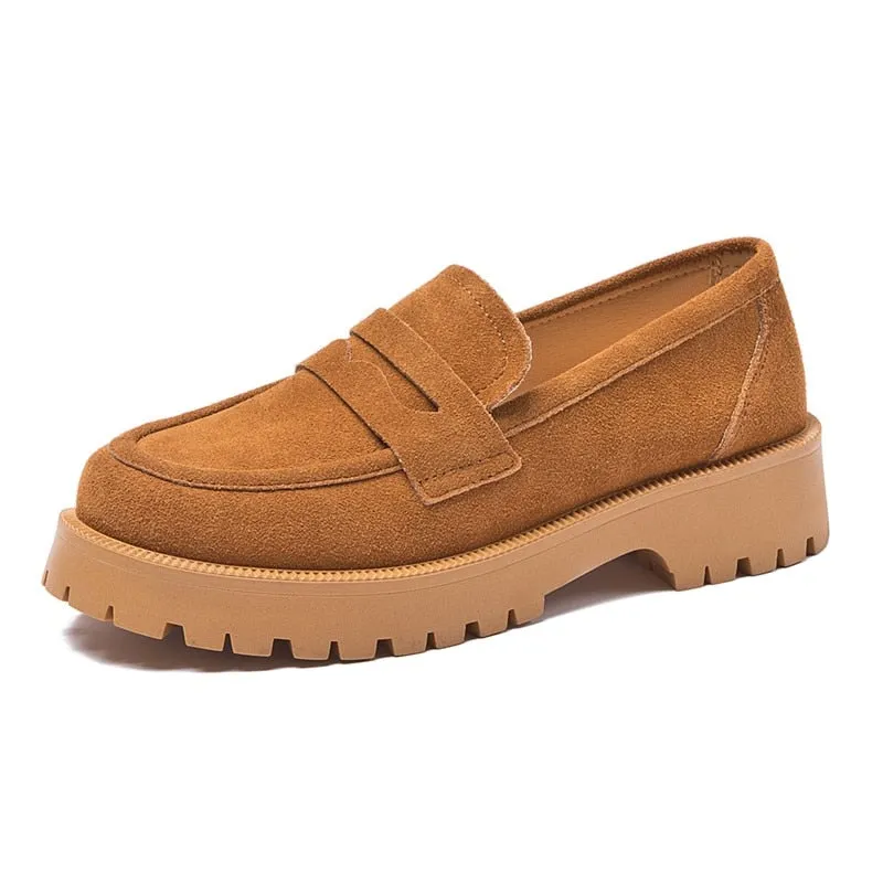 Women Loafers Genuine Leather British Style