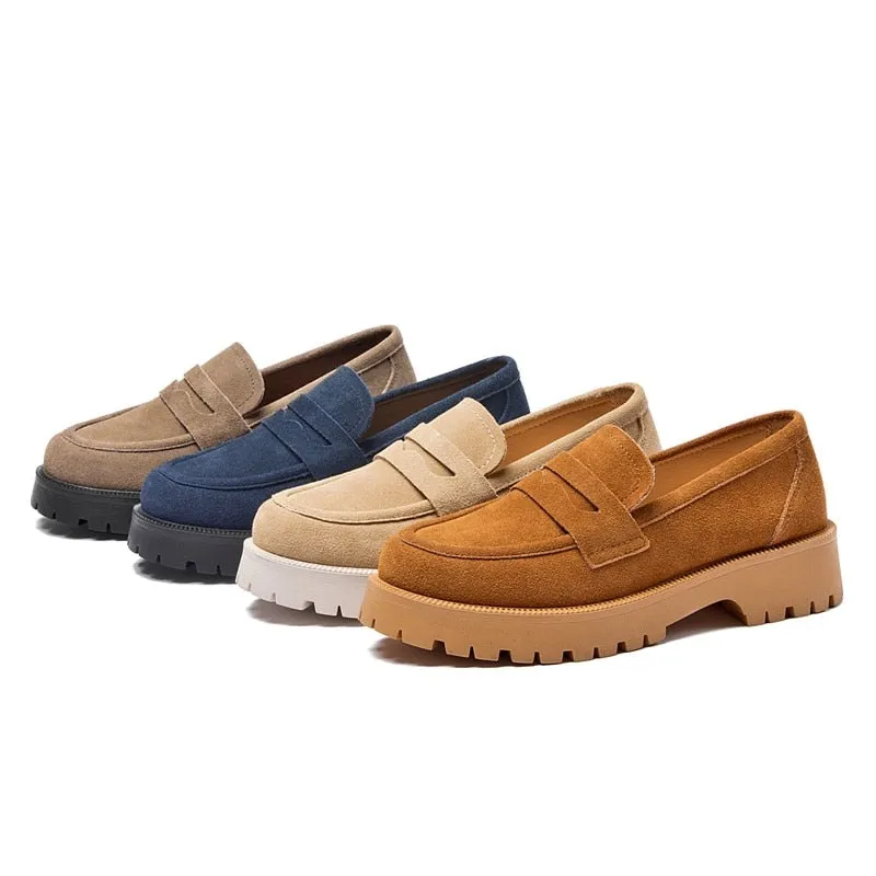 Women Loafers Genuine Leather British Style
