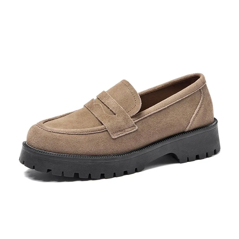 Women Loafers Genuine Leather British Style