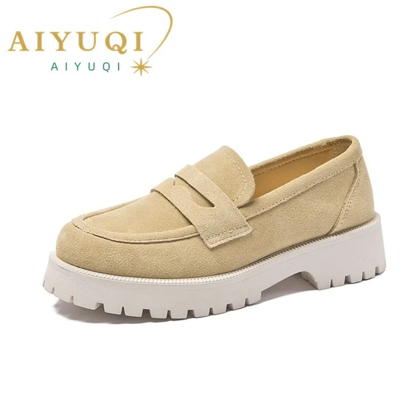 Women Loafers Genuine Leather British Style