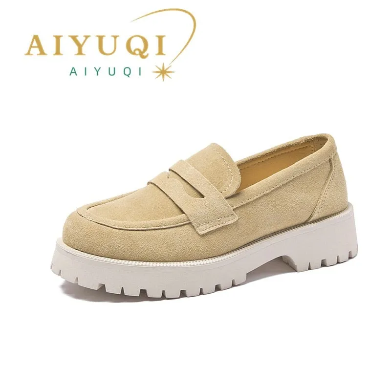 Women Loafers Genuine Leather British Style